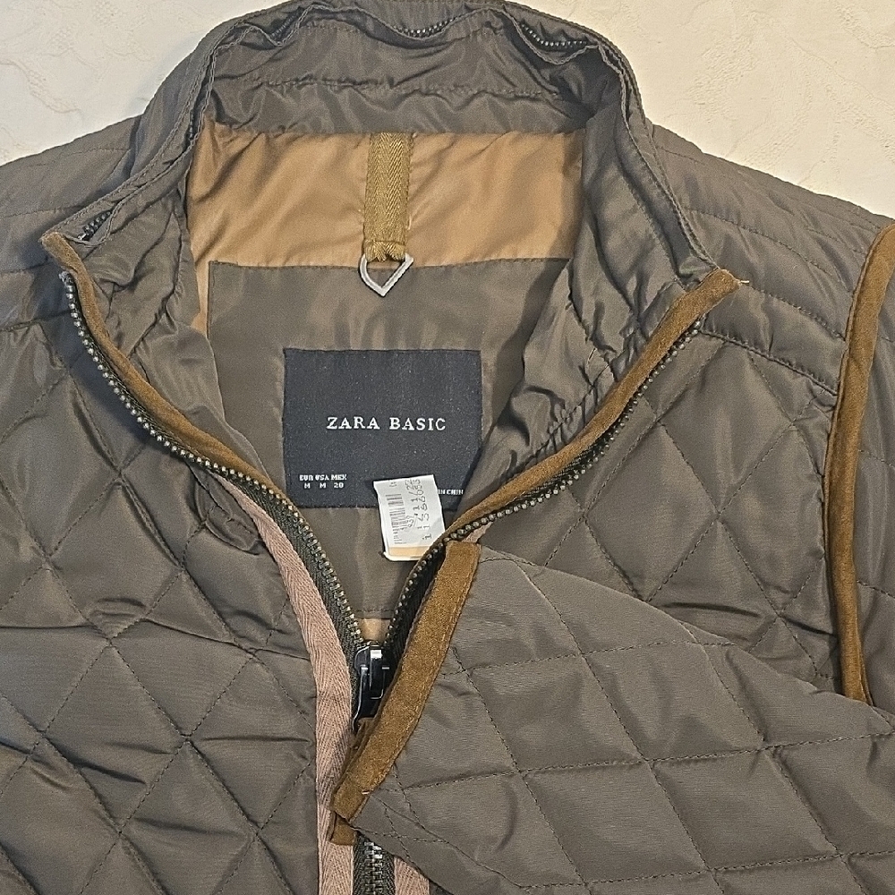 Zara Basic Quilted Olive Brown Jacket - image 5